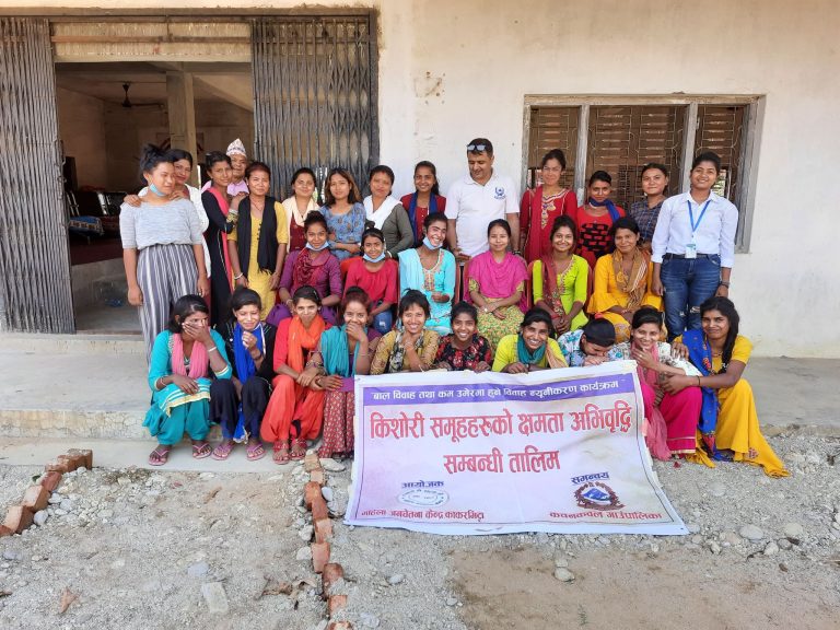 Training with the young girls group in Kachankawal