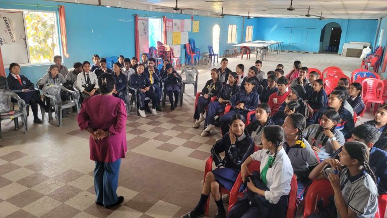 Orientation about child rights, child marriage and child friendly local government at School in Mechinagar.