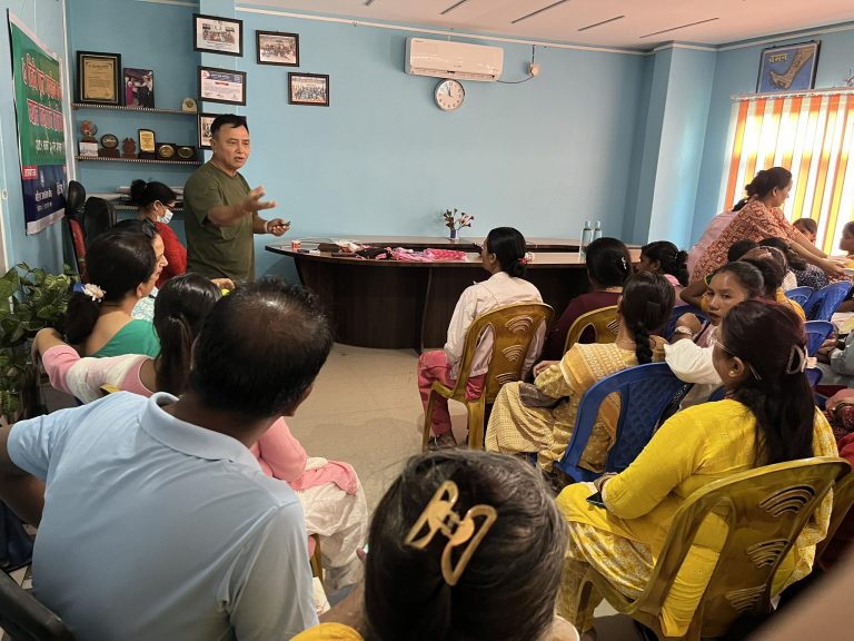 Opening day of Reusable pad making training at Mechinagar technically supported by Freedom Kit Bags.
